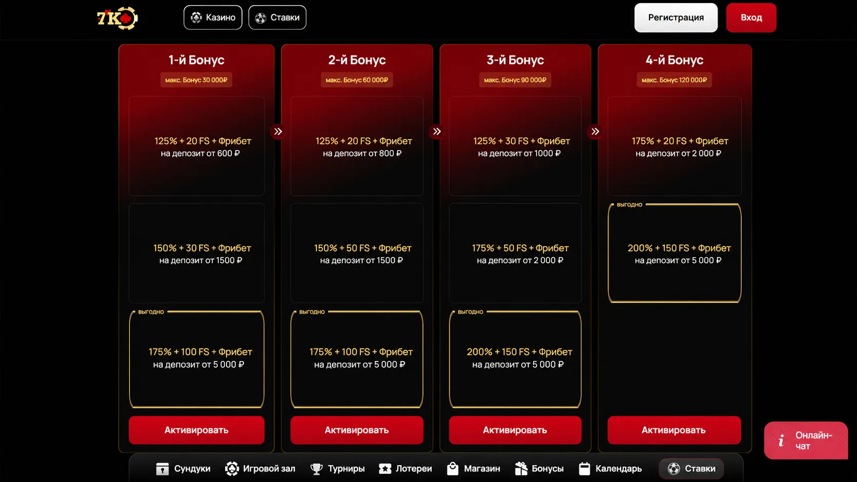 Приветственный бонус 7K Casino для новых игроков